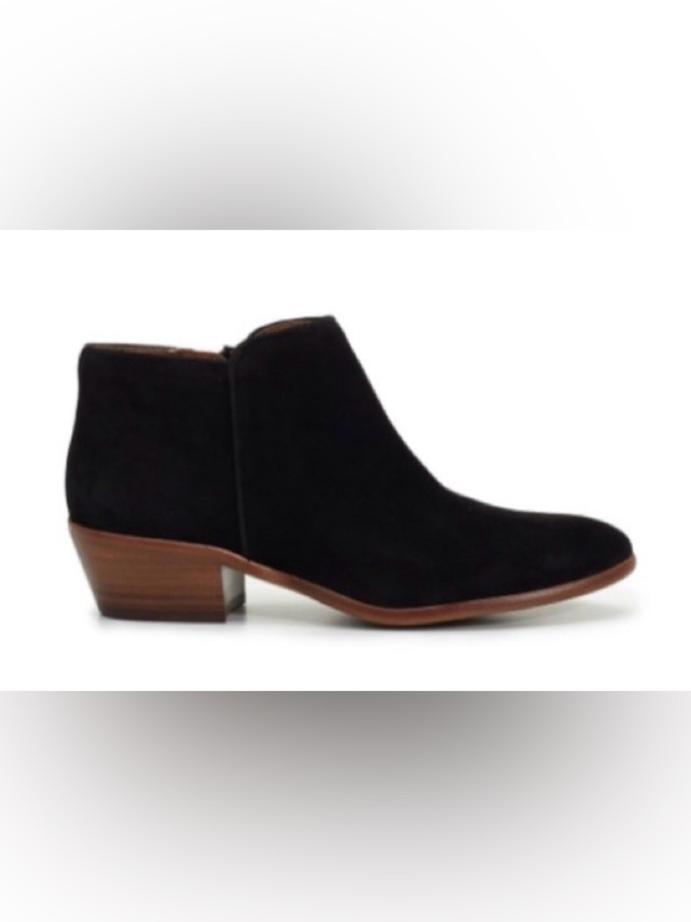 SAM EDELMAN Petty Black Suede Heeled Rounded Toe Ankle Bootie Size 6.5